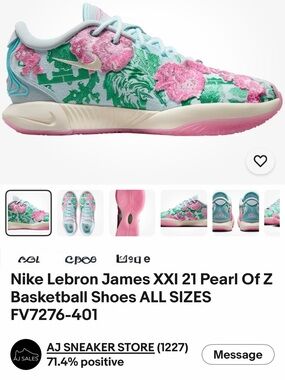 Nike Men’s LeBron James XXI Basketball Shoes - Light Blue, Pink, Green